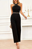 Crisscross Cutout Sleeveless Wide Leg Jumpsuit - FLORENTINE IRIS
