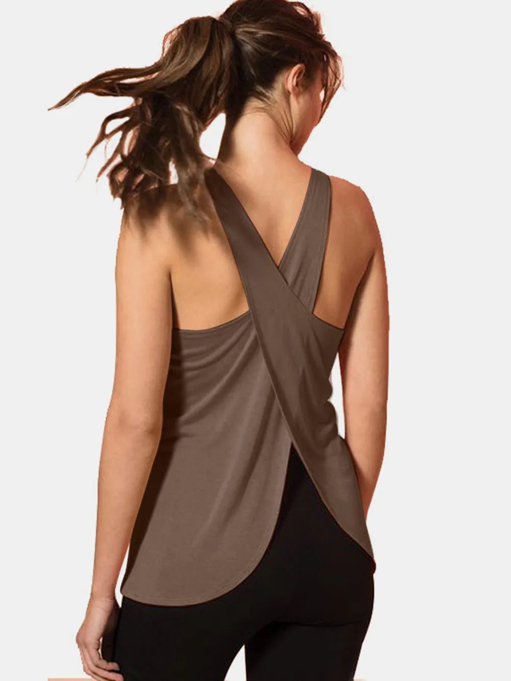 Crisscross Scoop Neck Active Tank - FLORENTINE IRIS