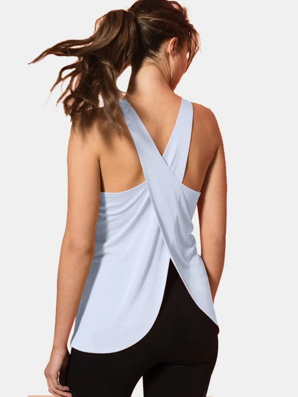 Crisscross Scoop Neck Active Tank - FLORENTINE IRIS