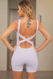 Crisscross Wide Strap Active Romper - FLORENTINE IRIS