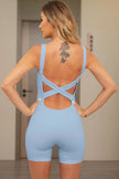 Crisscross Wide Strap Active Romper - FLORENTINE IRIS