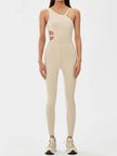 Cutout Asymmetrical Neck Active Jumpsuit - FLORENTINE IRIS