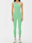 Cutout Asymmetrical Neck Active Jumpsuit - FLORENTINE IRIS