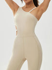 Cutout Asymmetrical Neck Active Jumpsuit - FLORENTINE IRIS