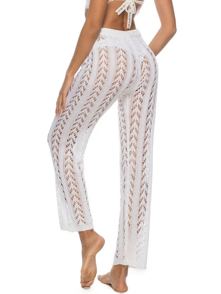 Cutout Drawstring High Waist Swim Pants - FLORENTINE IRIS