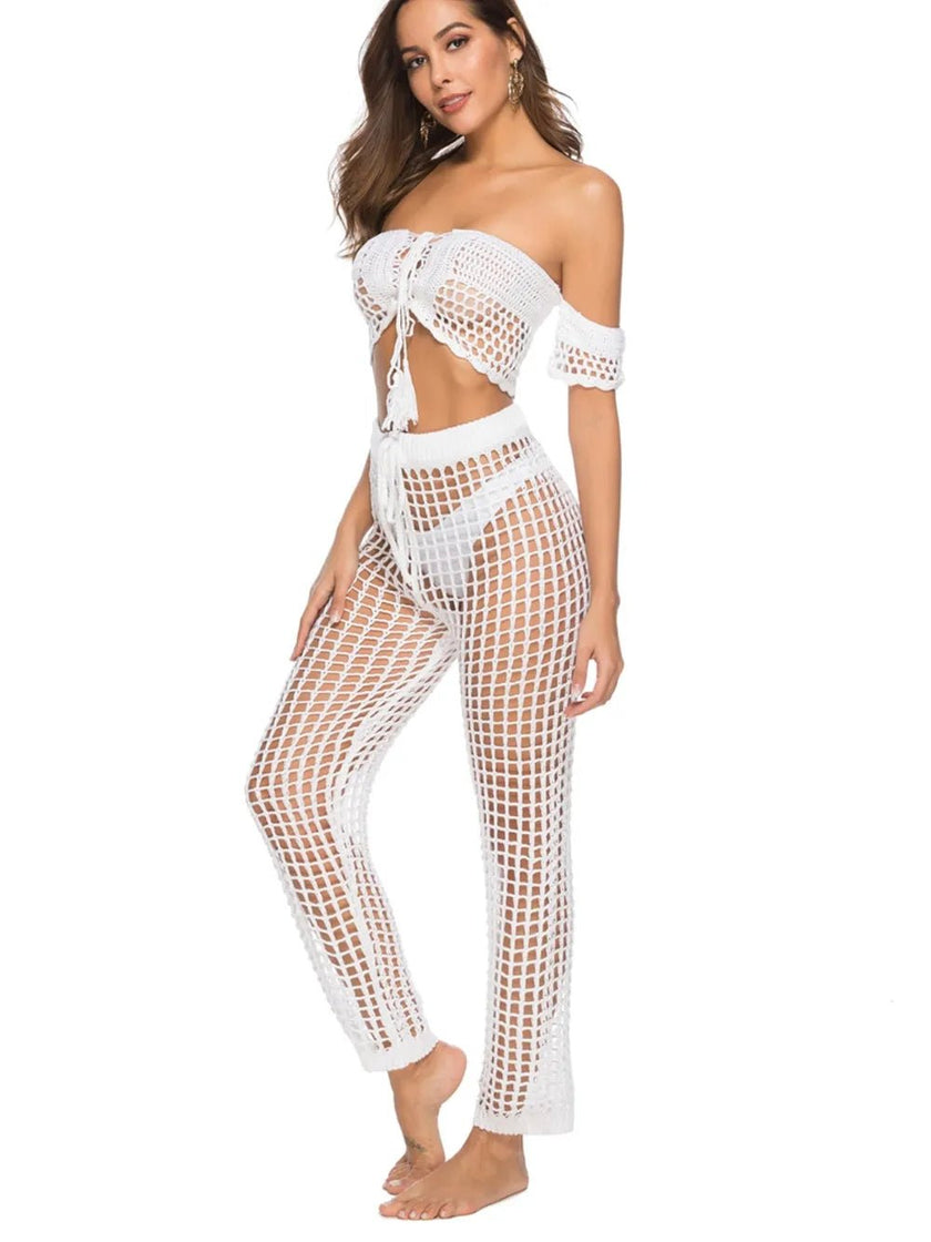 Cutout High Waist Swim Pants - FLORENTINE IRIS