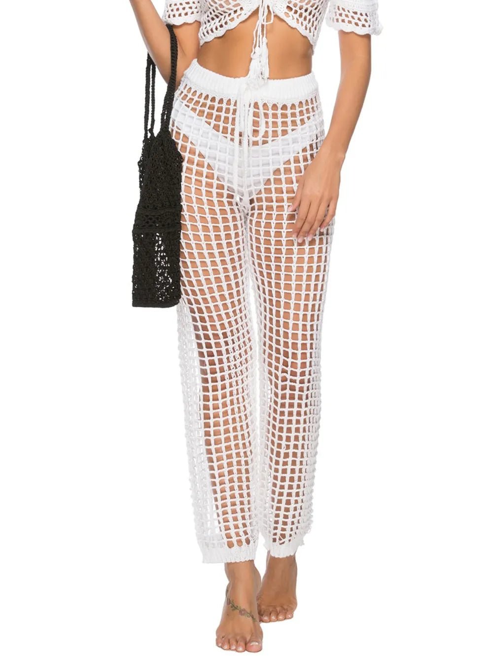 Cutout High Waist Swim Pants - FLORENTINE IRIS