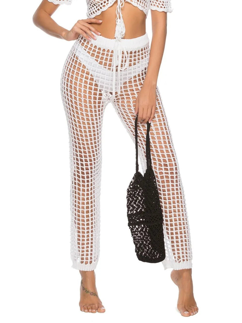 Cutout High Waist Swim Pants - FLORENTINE IRIS
