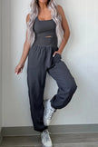 Cutout Square Neck Wide Strap Active Jumpsuit - FLORENTINE IRIS