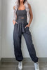 Cutout Square Neck Wide Strap Active Jumpsuit - FLORENTINE IRIS