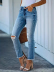 Distressed High - Waisted Skinny Jeans - FLORENTINE IRIS