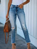 Distressed High - Waisted Skinny Jeans - FLORENTINE IRIS