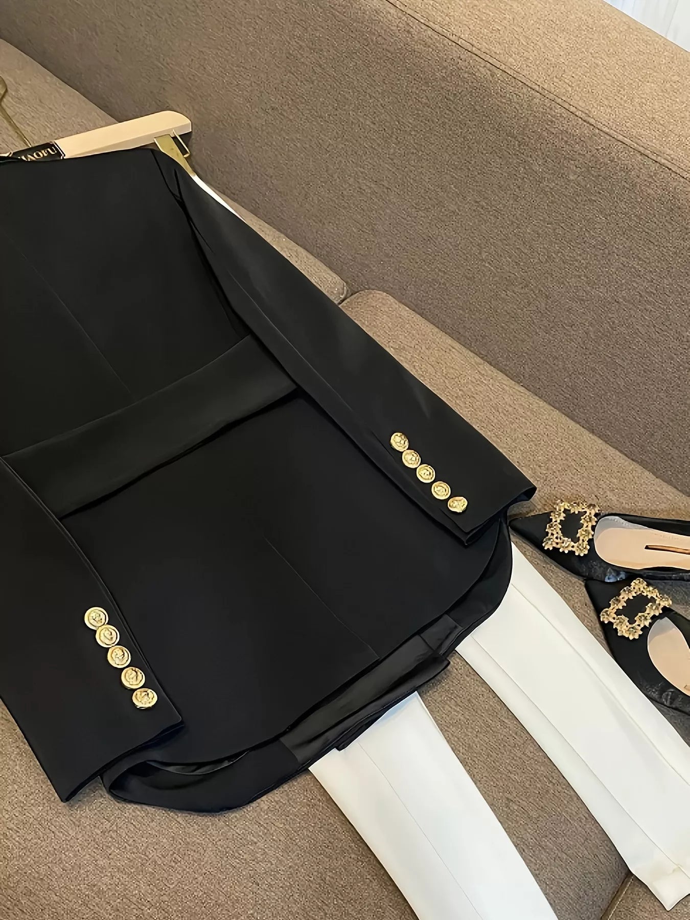 Double - Breasted Slim Fit Blazer - FLORENTINE IRIS