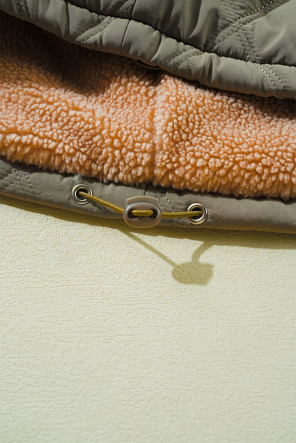 Drawstring Collared Neck Long Sleeve Winter Coat - FLORENTINE IRIS