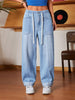 Drawstring Wide Leg Jeans - FLORENTINE IRIS