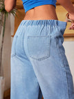 Drawstring Wide Leg Jeans - FLORENTINE IRIS