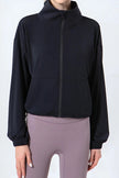 Drawstring Zip Up Dropped Shoulder Active Outerwear - FLORENTINE IRIS