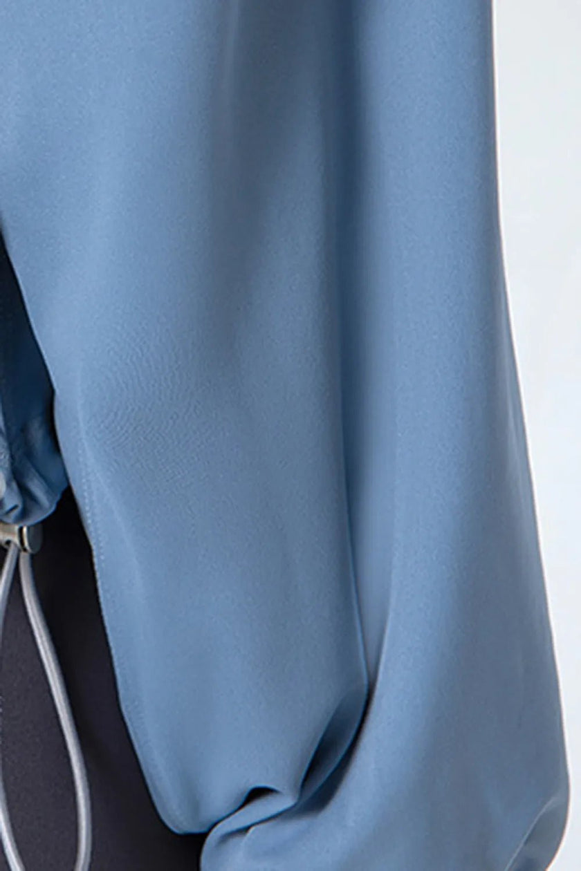 Drawstring Zip Up Dropped Shoulder Active Outerwear - FLORENTINE IRIS