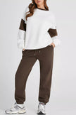 Drop Shoulder Loose Sweatshirt and Joggers Active Set - FLORENTINE IRIS