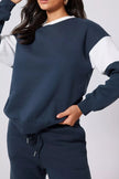 Drop Shoulder Loose Sweatshirt and Joggers Active Set - FLORENTINE IRIS
