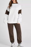Drop Shoulder Loose Sweatshirt and Joggers Active Set - FLORENTINE IRIS