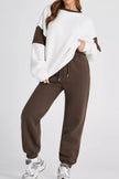 Drop Shoulder Loose Sweatshirt and Joggers Active Set - FLORENTINE IRIS