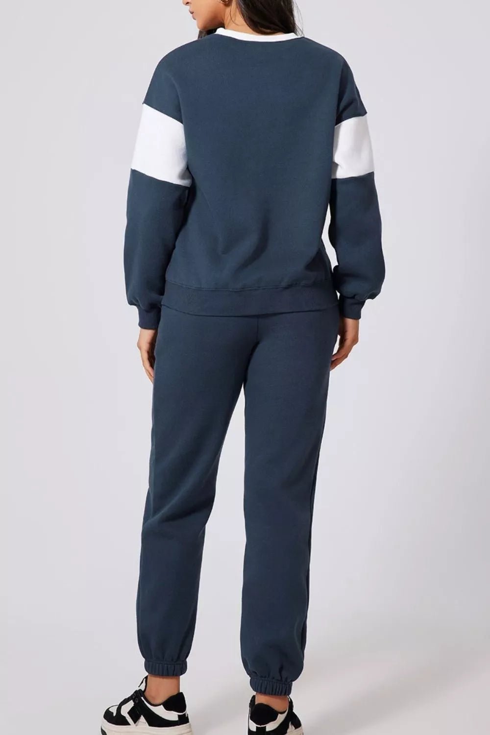 Drop Shoulder Loose Sweatshirt and Joggers Active Set - FLORENTINE IRIS