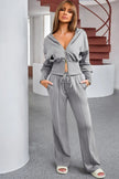 Dropped Shoulder Hoodie and Drawstring Pants Active Set - FLORENTINE IRIS