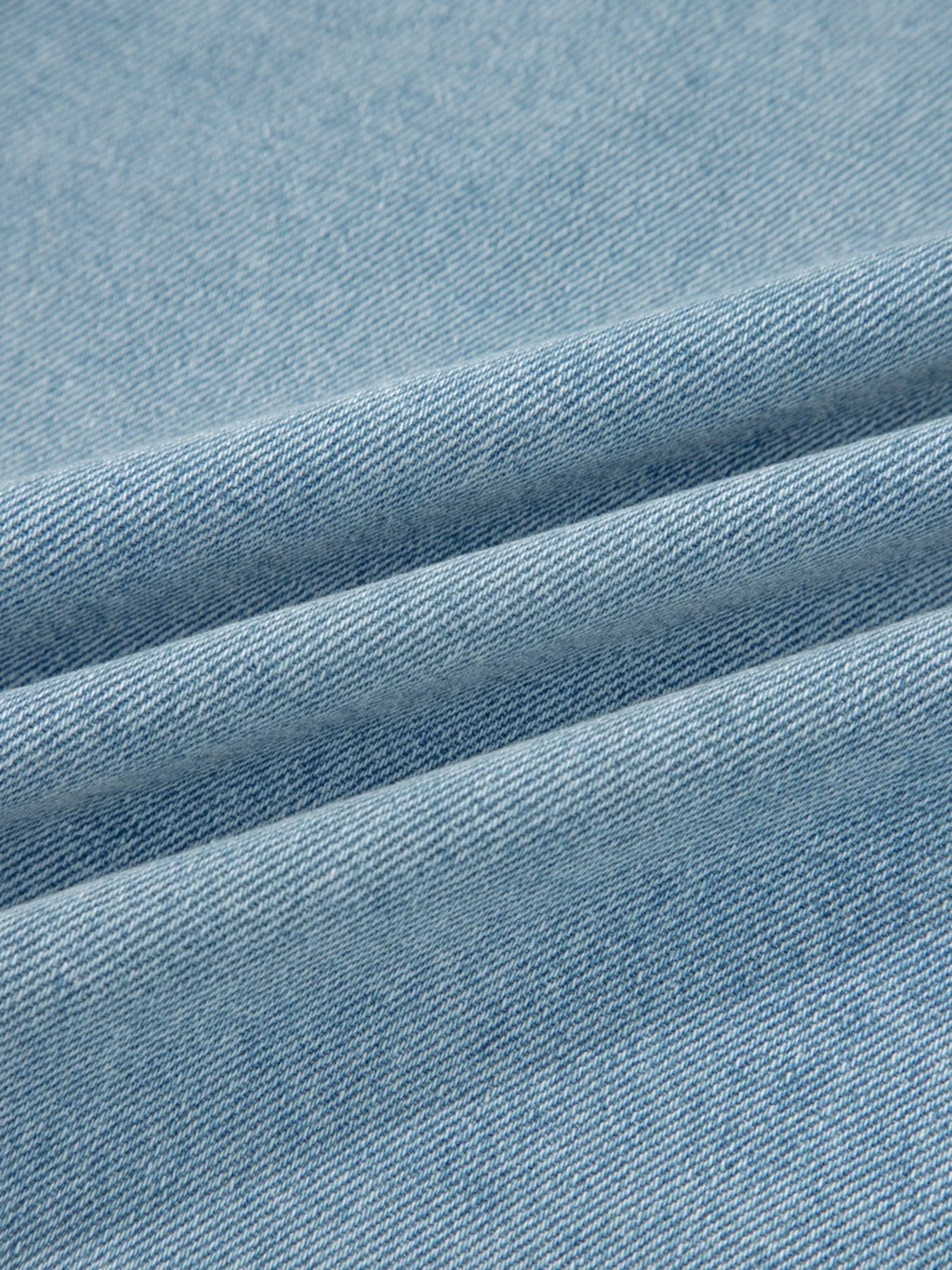 Elastic Edge Collared Zip Up Denim Jacket With Pocket - FLORENTINE IRIS