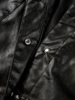 Faux Leather Buttoned Front Boxy Jacket - FLORENTINE IRIS