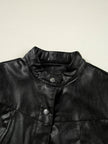 Faux Leather Buttoned Front Boxy Jacket - FLORENTINE IRIS