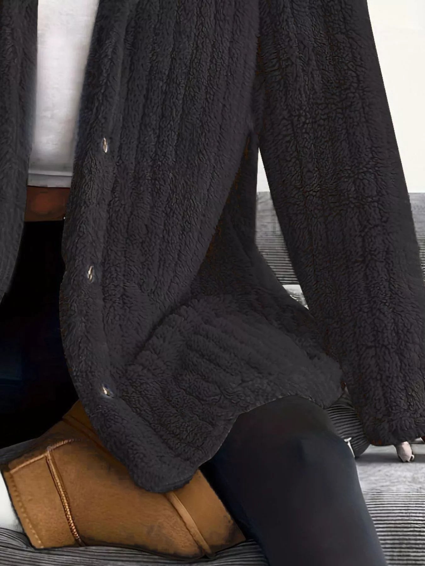 Fleece Hooded Outerwear Plus Size - FLORENTINE IRIS