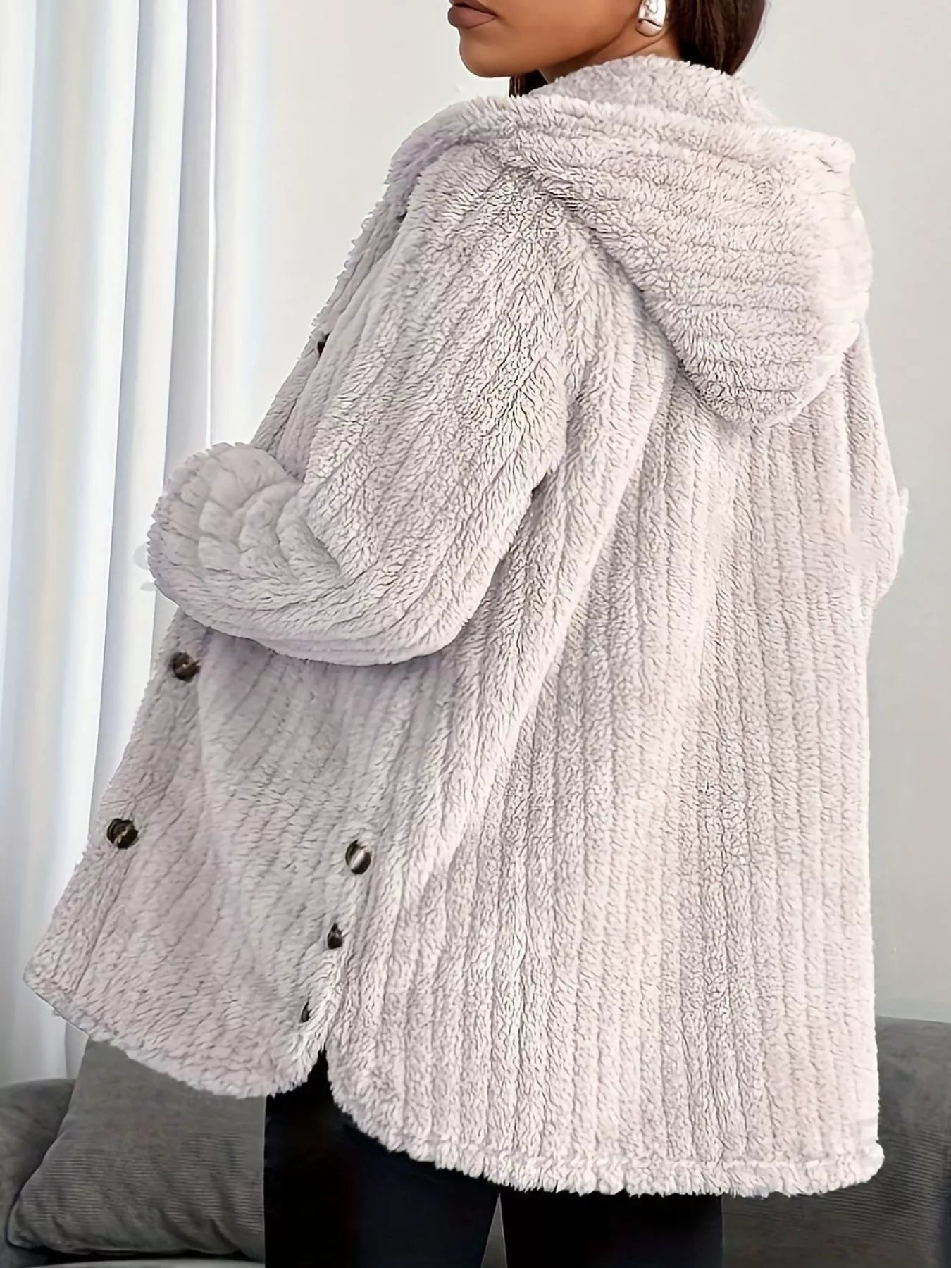 Fleece Hooded Outerwear Plus Size - FLORENTINE IRIS