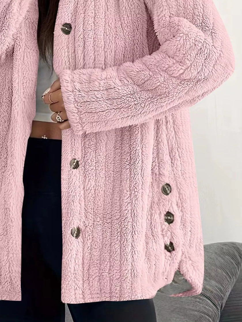 Fleece Hooded Outerwear Plus Size - FLORENTINE IRIS