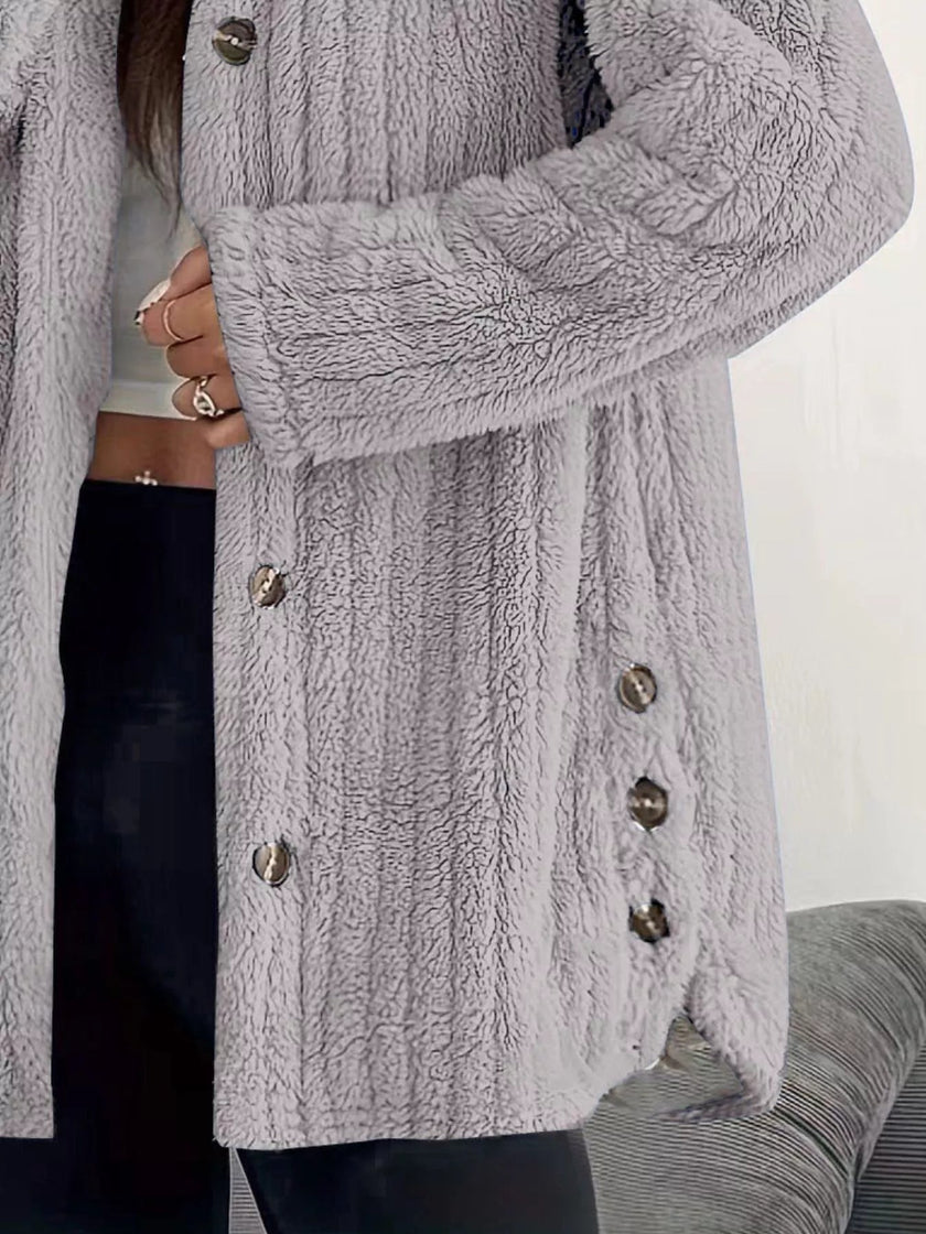 Fleece Hooded Outerwear Plus Size - FLORENTINE IRIS