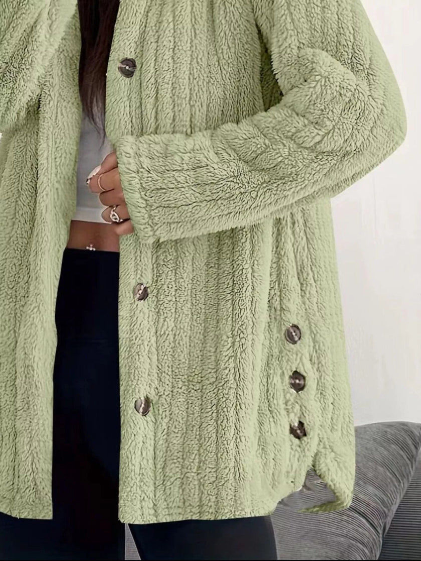 Fleece Hooded Outerwear Plus Size - FLORENTINE IRIS