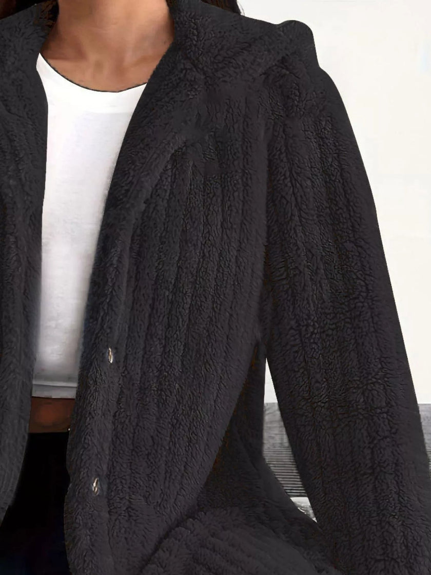 Fleece Hooded Outerwear Plus Size - FLORENTINE IRIS