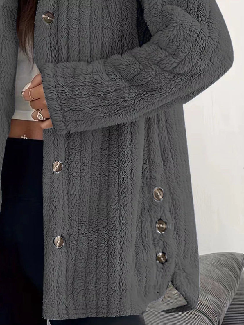 Fleece Hooded Outerwear Plus Size - FLORENTINE IRIS