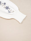 Floral Embroidered Scallop Hem Cropped Sweater - FLORENTINE IRIS