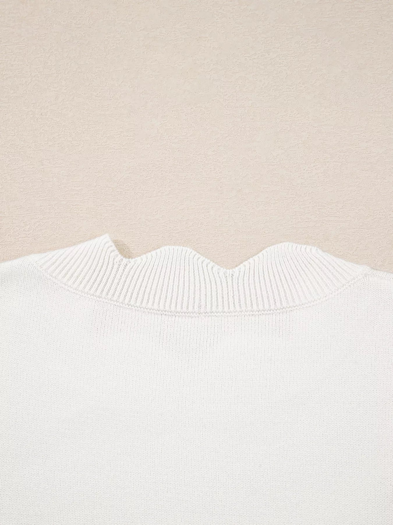 Floral Embroidered Scallop Hem Cropped Sweater - FLORENTINE IRIS