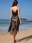 Fringe Openwork Spaghetti Strap Cover - Up - FLORENTINE IRIS