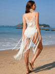 Fringe Openwork Spaghetti Strap Cover - Up - FLORENTINE IRIS