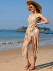 Fringe Openwork Spaghetti Strap Cover - Up - FLORENTINE IRIS