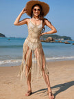 Fringe Openwork Spaghetti Strap Cover - Up - FLORENTINE IRIS