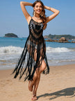 Fringe Openwork Spaghetti Strap Cover - Up - FLORENTINE IRIS