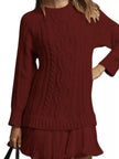 Full Size Cable - Knit Mini Sweater Dress Plus Size - FLORENTINE IRIS