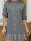 Full Size Cable - Knit Mini Sweater Dress Plus Size - FLORENTINE IRIS