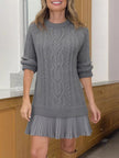 Full Size Cable - Knit Mini Sweater Dress Plus Size - FLORENTINE IRIS