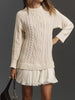 Full Size Cable - Knit Mini Sweater Dress Plus Size - FLORENTINE IRIS