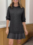 Full Size Cable - Knit Mini Sweater Dress Plus Size - FLORENTINE IRIS